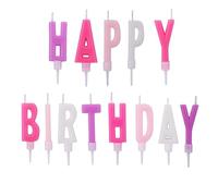 Happy Birthday Bougies Lettres, 13 Colorées Bougies Alphabet pour Gâteau avec Lettres Épaisses Cire Set Décoration Gâteau pour Décoration Fête d'Anniversaire & Célébration (Rose Violet)