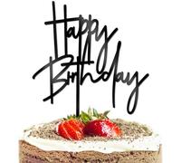 Happy Birthday Decoration Gateau, Topper Happy Birthday, Decoration Gateau Anniversaire, Cake Topper Anniversaire Pour Hommes, Femmes, Garçons Et Filles, Noir