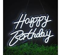 Happy Birthday Party Deco Led Néon Bouclier d'anniversaire USB Blanc
