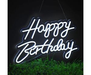Happy Birthday Party Deco Led Néon Bouclier d'anniversaire USB Blanc