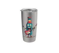 Happy Bottle avec guitare pour les amateurs de rock'n roll Gobelet isotherme en acier inoxydable double paroi