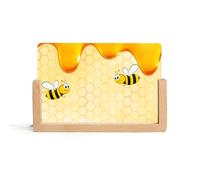 Happy Bumble Bees Veilleuse LED en acrylique jaune avec base en bois, facile à assembler, lampe de bureau lumineuse transparente, lampe de table décorative durable, sans odeur, cadeau d'anniversaire