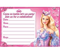 HAPPY CHOICES Barbie Cartes d'invitation et enveloppes - 20 invitations à remplir pour anniversaire d'enfant et fête à thème, 10 x 15 cm, style carte postale
