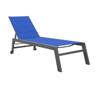 Happy Garden Bain de Soleil Barbados en textilène Bleu foncé et Aluminium Anthracite. Transat d'extérieur Multi Position.