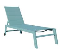 Happy Garden Bain de Soleil Barbados en textilène et Aluminium Bleu Clair. Transat d'extérieur Multi Position.