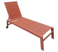 Happy Garden Bain de Soleil Barbados en textilène et Aluminium Terracotta. Transat d'extérieur Multi Position.