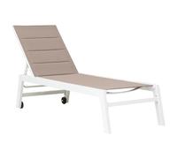 Happy Garden Bain de Soleil Barbados en textilène Taupe et Aluminium Blanc. Transat d'extérieur Multi Position.