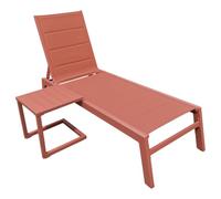 Set Bain De Soleil Et Table D'appoint Barbados En Textilène Terracotta - Aluminium Terracotta Orange