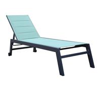 Happy Garden Bain de Soleil Barbados en textilène Vert d'eau et Aluminium Anthracite. Transat d'extérieur Multi Position.