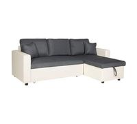 Canapé d'angle convertible clark 3 places gris chiné et blanc