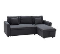 Happy Garden Canapé d'angle Convertible Clark 3 Places en Tissu Gris chiné Canapé avec méridienne réversible et Coffre de Rangement.