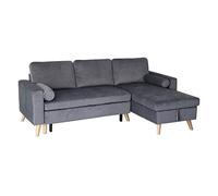 Happy Garden Canapé d'angle convertible James 3 places velours gris