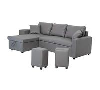 Happy Garden Canapé d'angle convertible Tony 3 places – méridienne réversible, coffre – gris
