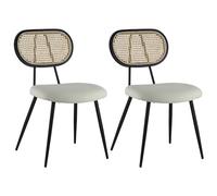 Lot de 2 chaises en cannage et tissu boucle écru elena