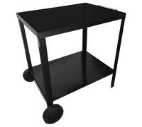 Happy Garden Desserte pour plancha PORTIMAO – Structure et plateaux acier, roues et poignée, Noire