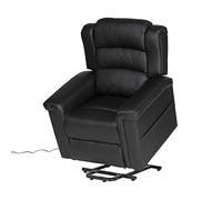Happy Garden Fauteuil électrique inclinable Bernie Noir. Fauteuil de Salon Relax en Simili Noir avec Inclinaison électrique et Repose-Pieds.