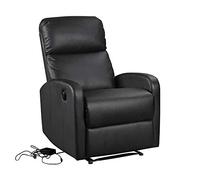 Happy Garden Fauteuil électrique inclinable Relax Noir. Fauteuil de Salon Relax en Simili Noir avec Inclinaison électrique et Repose-Pieds.