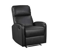Happy Garden Fauteuil inclinable Max Noir. Fauteuil de Salon Relax en Simili Noir Anthracite avec Inclinaison Manuelle et Repose-Pieds.