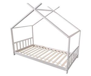 Happy Garden Lit cabane Enfant 190 x 90 cm en Bois de pin Blanc, avec sommier, tête et Pied de lit, Gaspard