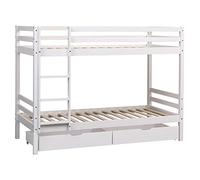Lits superposés pour enfants 190x90cm blanc avec tiroirs AMBRE