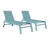 Lot de 2 bains de soleil BARBADOS en textilène bleu clair - aluminium bleu clair