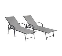 Lot De 2 Bains De Soleil Sardinia En Textilène Gris - Structure Anthracite Gris