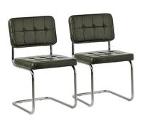 Happy Garden Lot de 2 chaises Cantilever Maria en Simili Vert Kaki, Rembourrage Mousse, Structure en Acier - Polyvalente et intemporelle, chaises Table à Manger, Bureau et Chambre