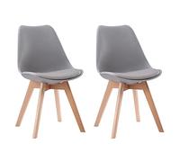 Happy Garden Lot de 2 chaises de Salle à Manger Style scandinaves Nora Grises avec Coussin, chaises de Cuisine, chaises rembourrées, Pieds en Bois de hêtre Massif