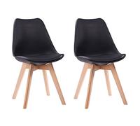 Happy Garden Lot de 2 chaises de Salle à Manger Style scandinaves Nora Noires avec Coussin, chaises de Cuisine, chaises rembourrées, Pieds en Bois de hêtre Massif