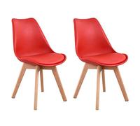 Happy Garden Chaises Nora – Scandinaves rouges avec coussin – Lot de 2