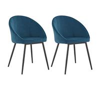 Happy Garden Lot de 2 chaises Vintage Diane velours bleu, pieds en métal
