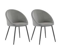 Happy Garden Chaises Diane Vintage – Velours gris – Pieds en métal – Lot de 2