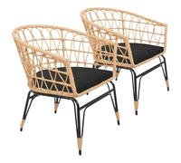 Lot de 2 fauteuils en rotin synthétique avec coussins aiko