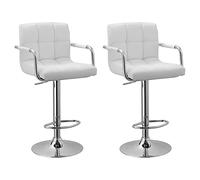 Lot de 2 tabourets de bar blanc avec accoudoirs mike