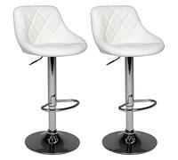 Happy Garden Tabourets de bar Jasper Lot de 2 Blanc – Assise réglable, Rotation 360°, Dossier