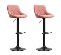 Lot de 2 tabourets de bar en velours rose ROBIN Rose G