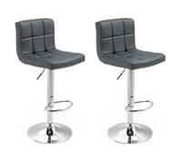Happy Garden Lot de 2 tabourets de Bar Gris Mike. Chaise de Cuisine au Design Moderne avec Assise réglable en Hauteur, Rotation à 360° et Repose-Pieds. Tabourets avec Dossier Gris.