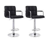 Lot de 2 tabourets de bar noir avec accoudoirs mike
