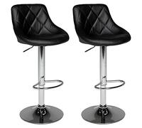 Happy Garden Tabourets de bar Jasper – Lot de 2, réglables 360°, dossier et repose-pieds – Noir