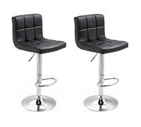 Happy Garden Lot de 2 tabourets de Bar Noir Mike. Chaise de Cuisine au Design Moderne avec Assise réglable en Hauteur, Rotation à 360° et Repose-Pieds. Tabourets avec Dossier Noir.