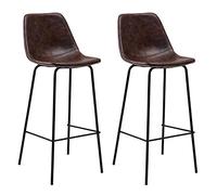 Happy Garden Tabourets de bar LUCIEN vintage - Lot de 2 Marron, assise 75 cm, avec dossier