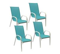 Lot de 4 chaises MARBELLA en textilène bleu - aluminium blanc