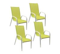 Lot de 4 chaises MARBELLA en textilène vert - aluminium blanc