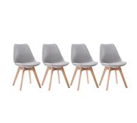 Happy Garden Chaises NORA scandinaves grises avec coussin – Lot de 4