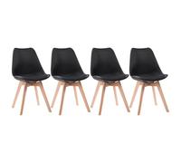 Happy Garden Lot de 4 chaises de Salle à Manger Style scandinaves Nora Noires avec Coussin, chaises de Cuisine, chaises rembourrées, Pieds en Bois de hêtre Massif