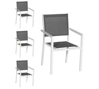 Lot de 4 chaises en aluminium blanc - textilène gris