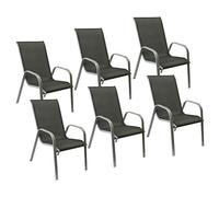 Lot de 6 chaises MARBELLA en textilène gris - aluminium gris