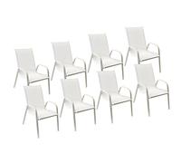 Lot de 8 chaises MARBELLA en textilène blanc - aluminium blanc