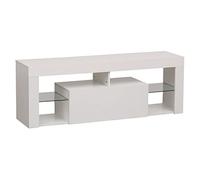Meuble TV 140cm blanc à LED DARYL Blanc G