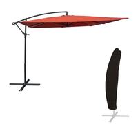 Happy Garden Parasol déporté MOLOKAI carré 2.7x2.7m terracotta avec manivelle. Parasol déporté inclinable, rabattable et rotatif avec housse de protection.